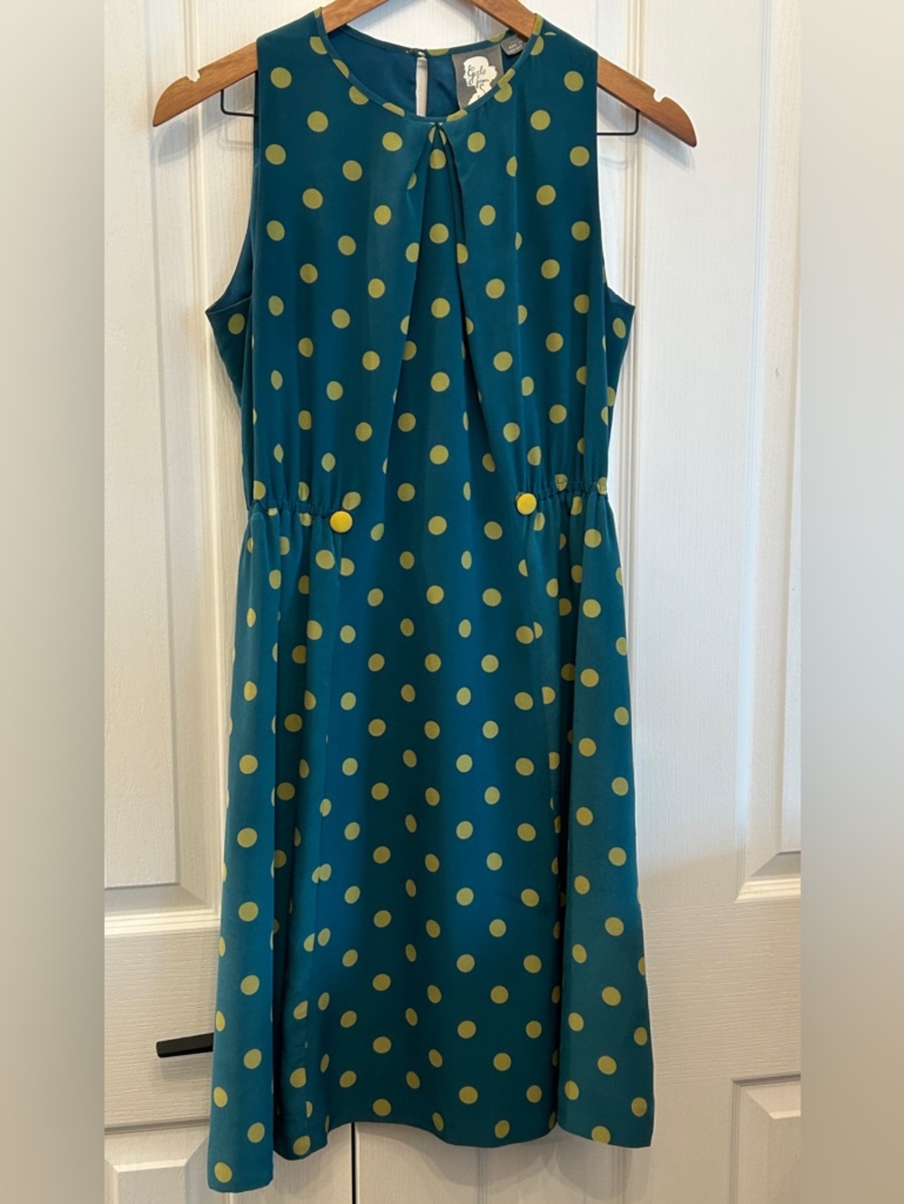 Girls from Savoy 100% Silk Polka Dot Dress Teal Green Size 4